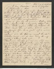 Nachlass Franz Steindachner, Brief von Wilhelm Schlüter an Franz Steindachner (27.08.1883), Inv.Nr. 455.01, Seite 1